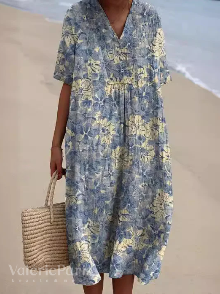 Ivyshape | Casual dress with floral print made of breathable cotton fabric