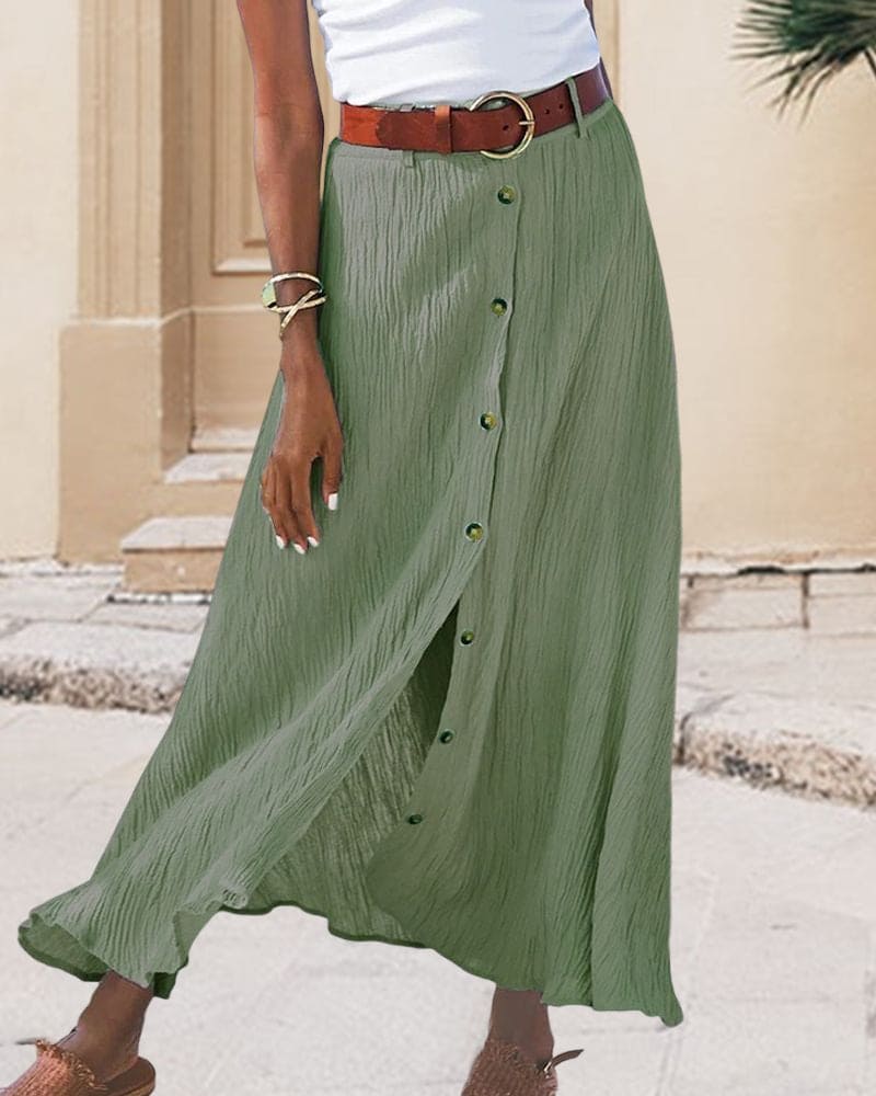 Ivyshape | Women's Maxi Skirt Buttoned