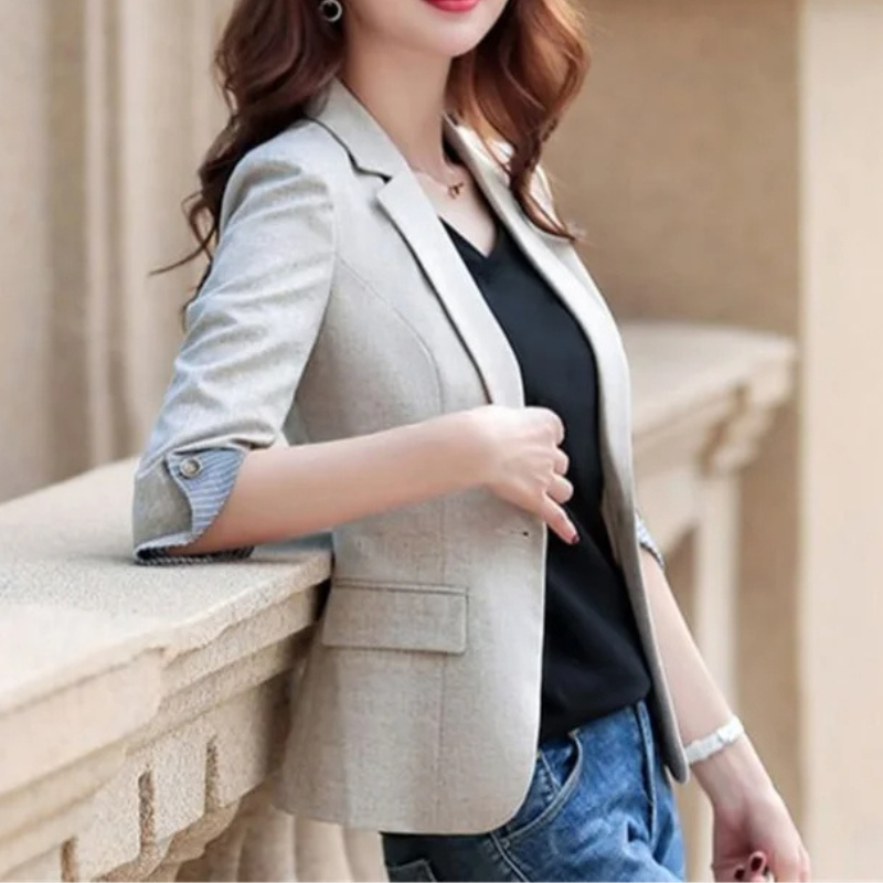 Ivyshape | Stylish 3/4 Sleeve Fall Blazer for Women