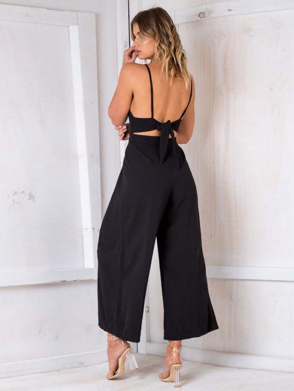 Sexy Spaghetti Strap Solid Color Wide Leg Pants Jumpsuit Rompers