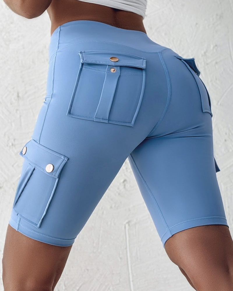 Ivyshape | Women's Casual Shorts With Pockets Plain