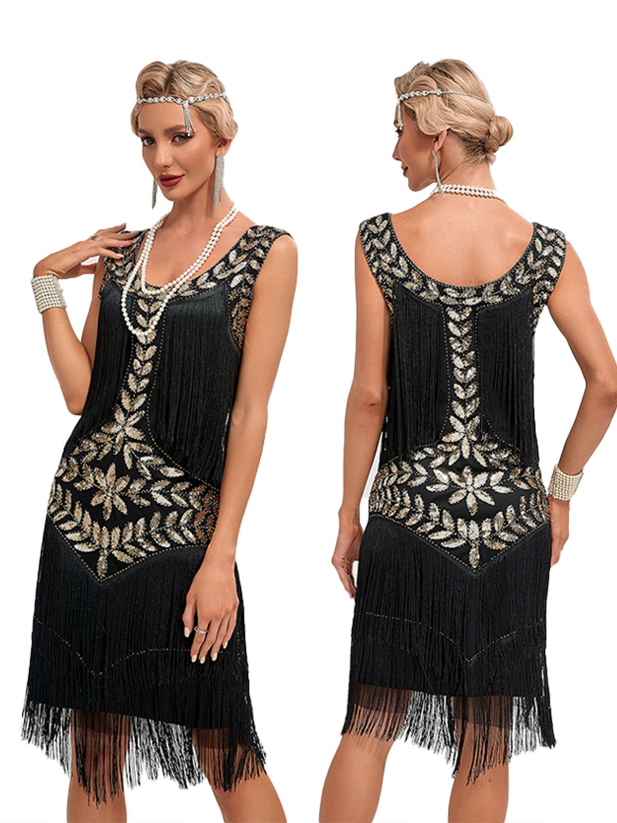 V-Neck Sequined Mesh Mermaid Dress