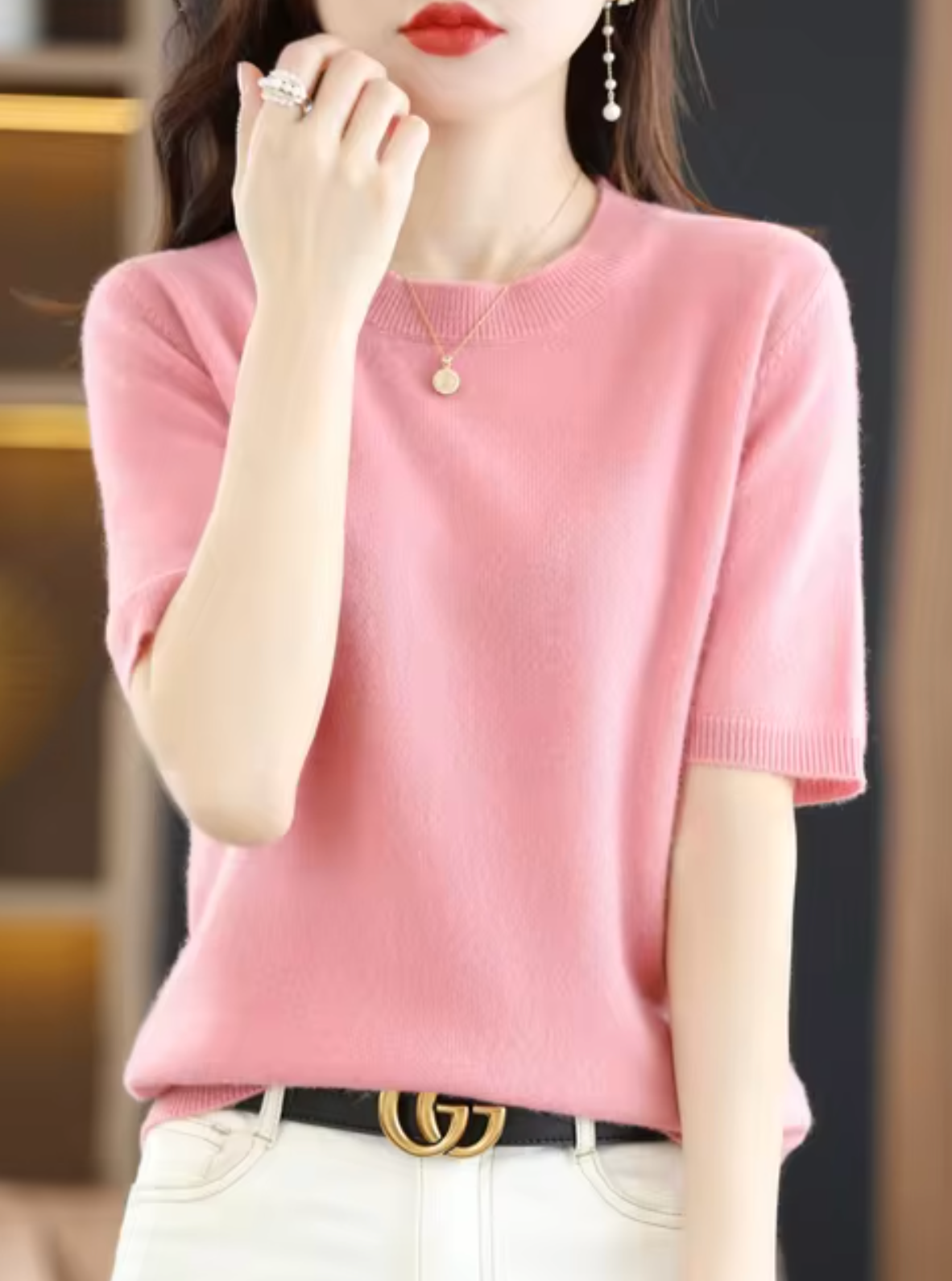 IvyShape | Short-sleeved sweater