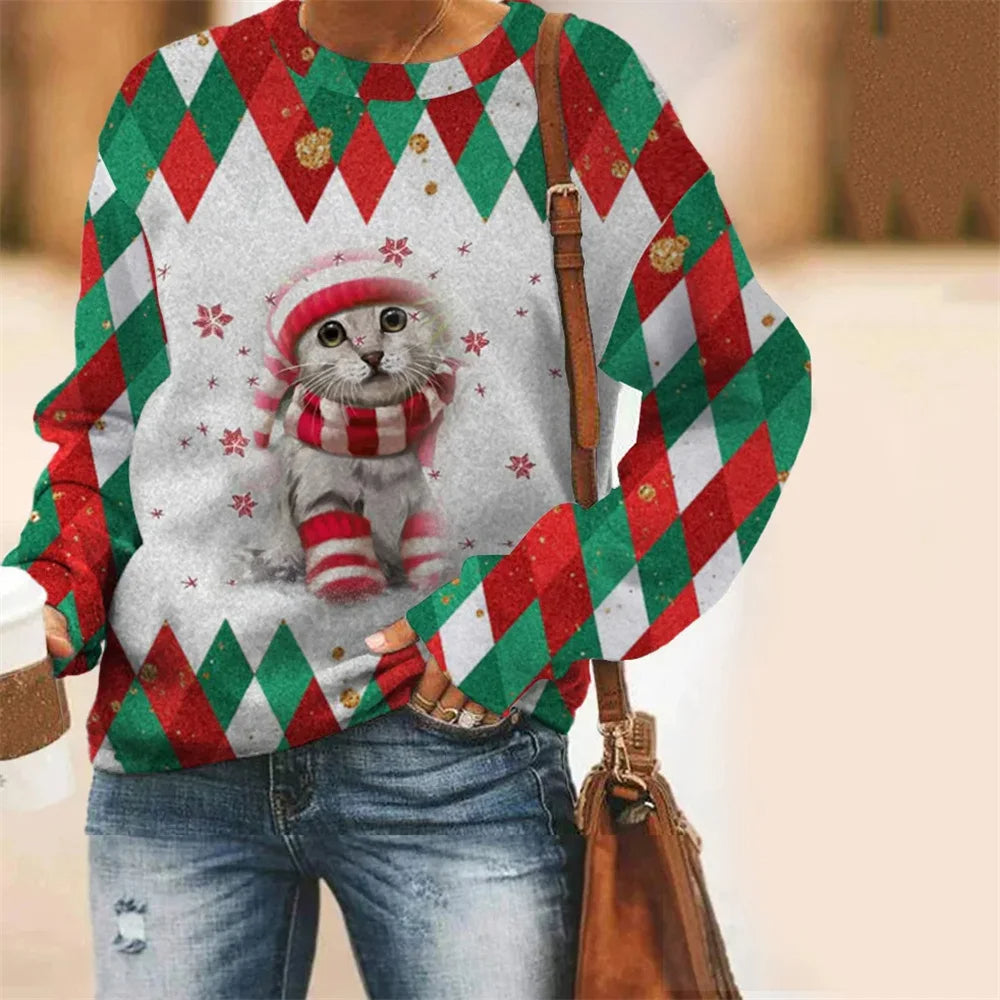 Ivyshape | Stylish 3D Christmas Design Jumper for Women