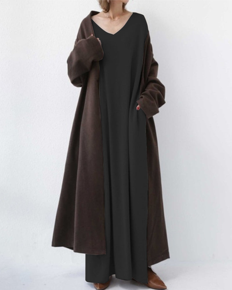 Ivyshape | Warm Full-Sleeve Long Dress for Women