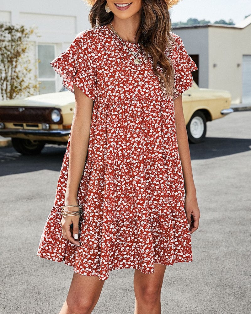 Summer Short Sleeve Floral Dress | Ideal for Summer