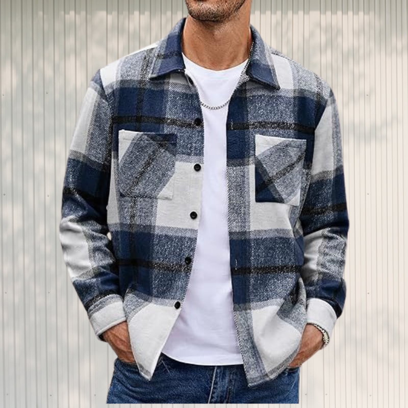 Ivyshape | Plaid Knit Flannel Long-Sleeve