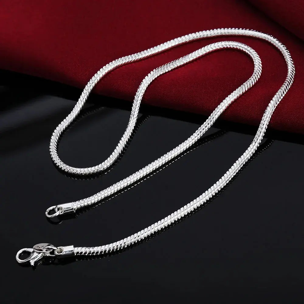 IvyShape | 925 3mm Sterling Silver Snake Necklace