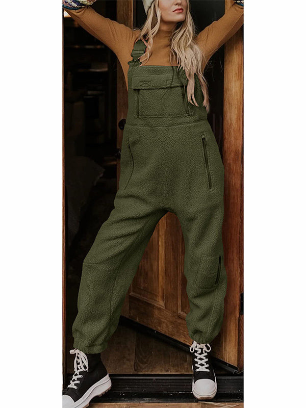 Ivyshape | Comfortable Fleece Overalls