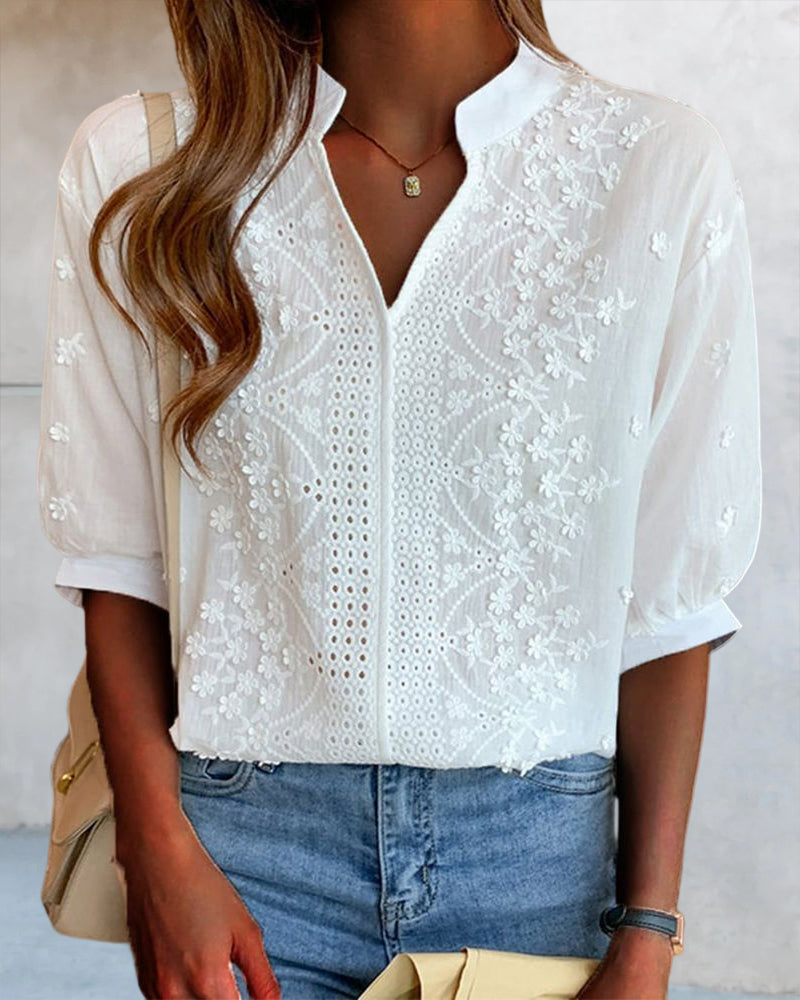 Ivyshape | Women's Blouse with Chic Elevator Puff Sleeves