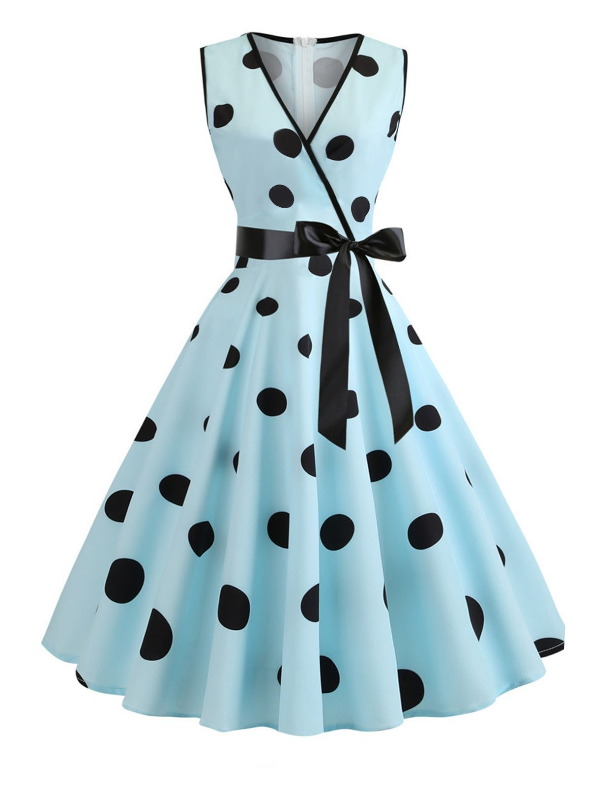 Bow Polka Dot Swing Dress