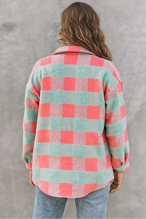 Ivyshape | Plaid Colorblock Casual Oversized Jacket