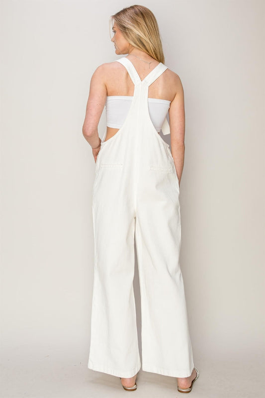 Ivyshape | Washed Twill Knotted Strap Overalls