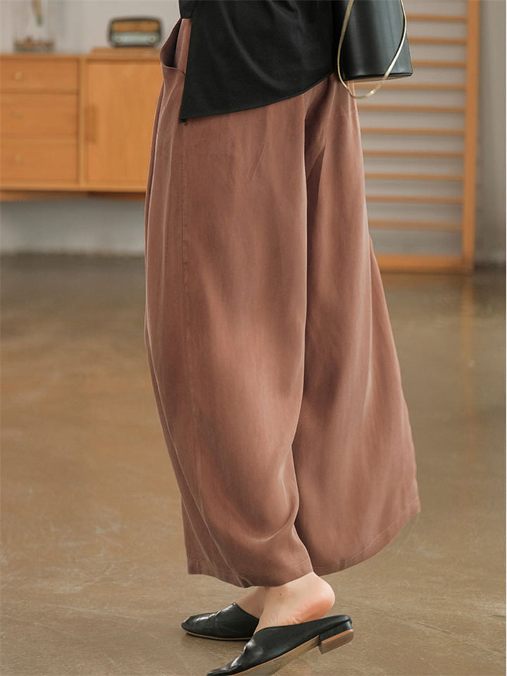 Summer Ice Silk Flowy Breathable Wide Leg Pants for Women