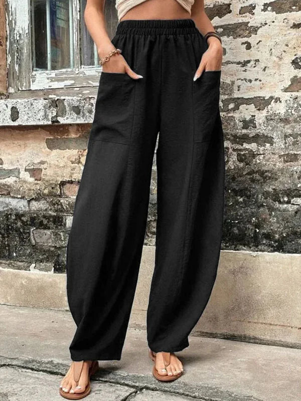 Ivyshape | Wide and Loose Pants with High Elastic Waistband