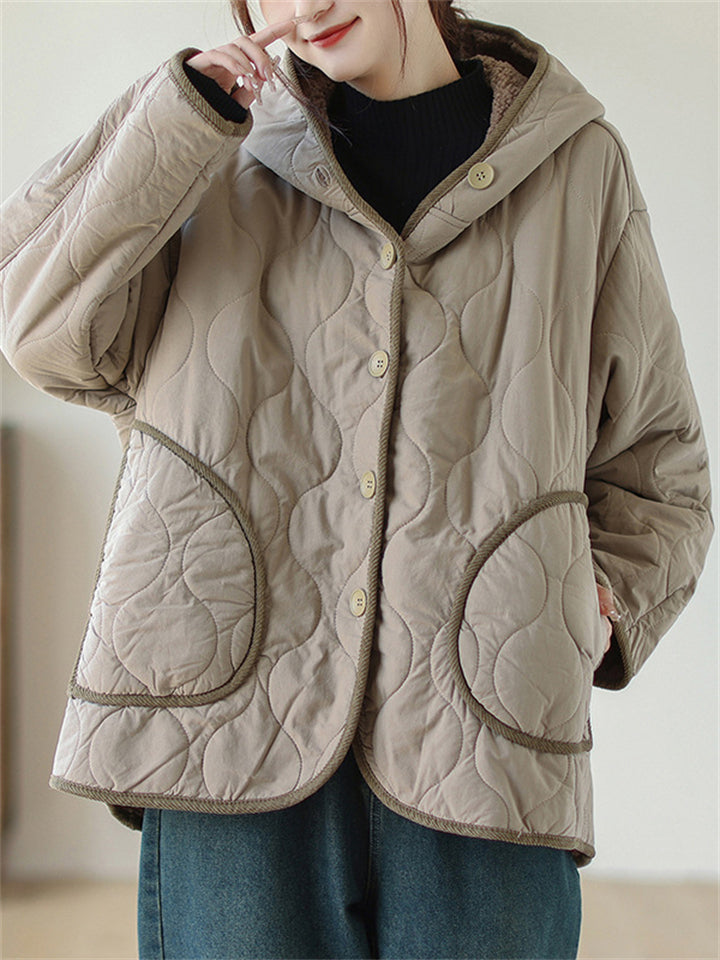 Thickened Plush Lining Super Warm Hooded Coat