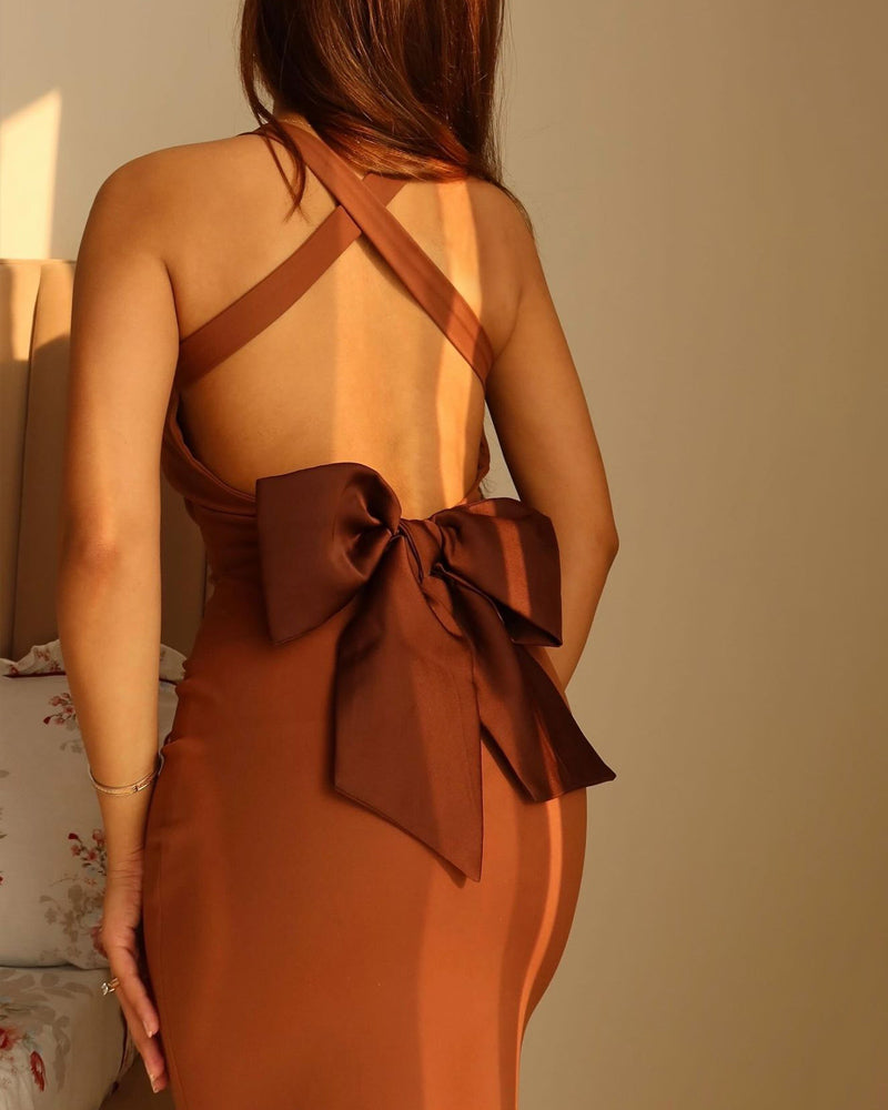 Ivyshape | Women's Backless Bow Dress