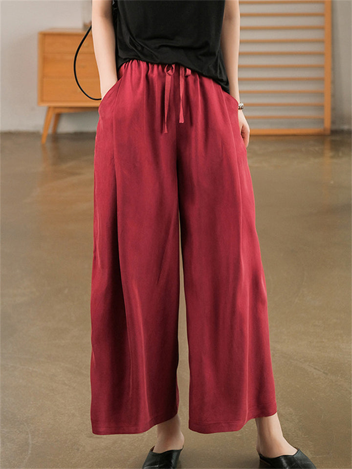 Drawstring Elastic Waist Comfort Pants for Women