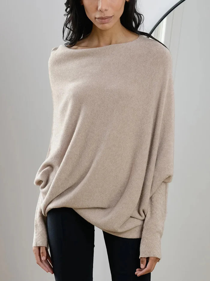 Ivyshape | Women's Asymmetric Draped Sweater