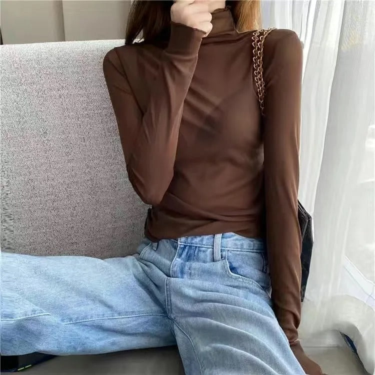 Alluring Mesh Long Sleeve Top for Women