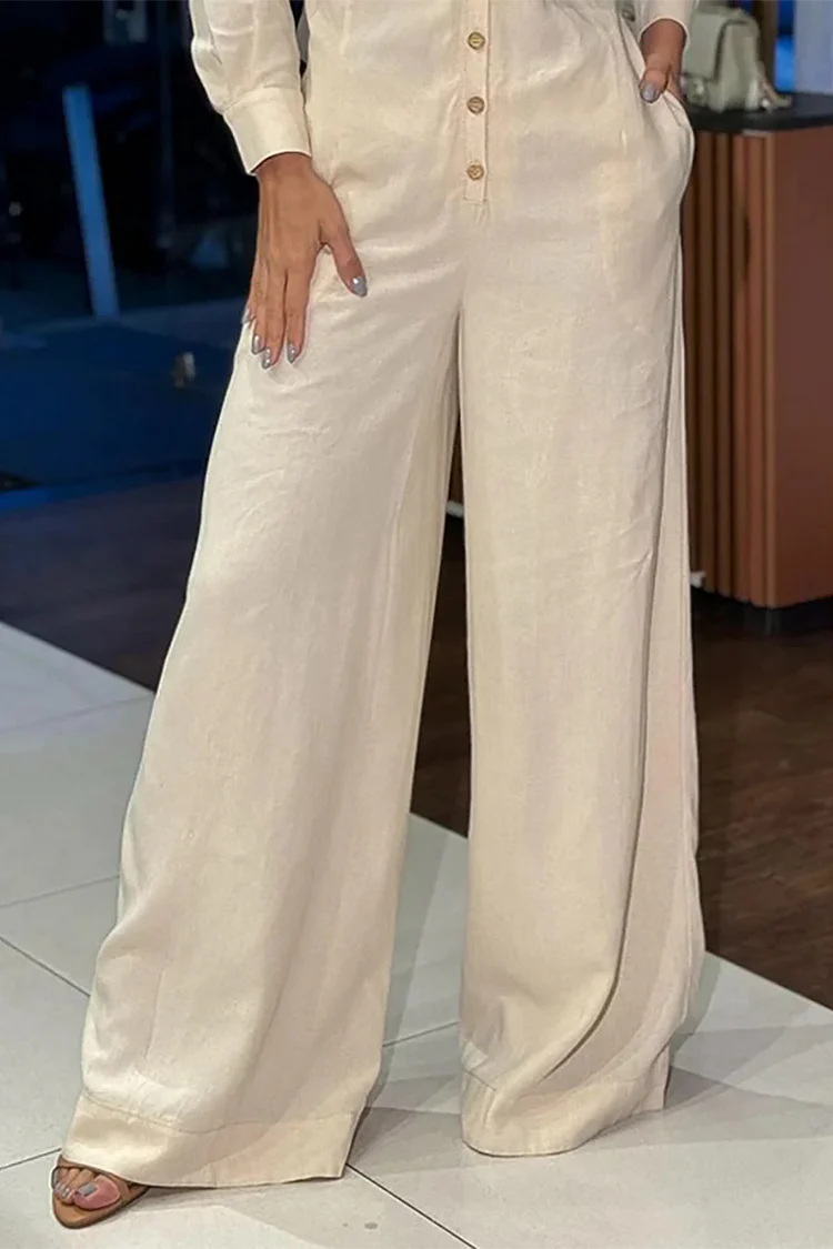 Ivyshape | Stylish Long Sleeve Wide-Leg Jumpsuit