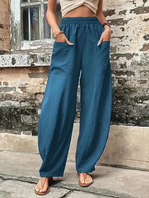 Ivyshape | Wide and Loose Pants with High Elastic Waistband