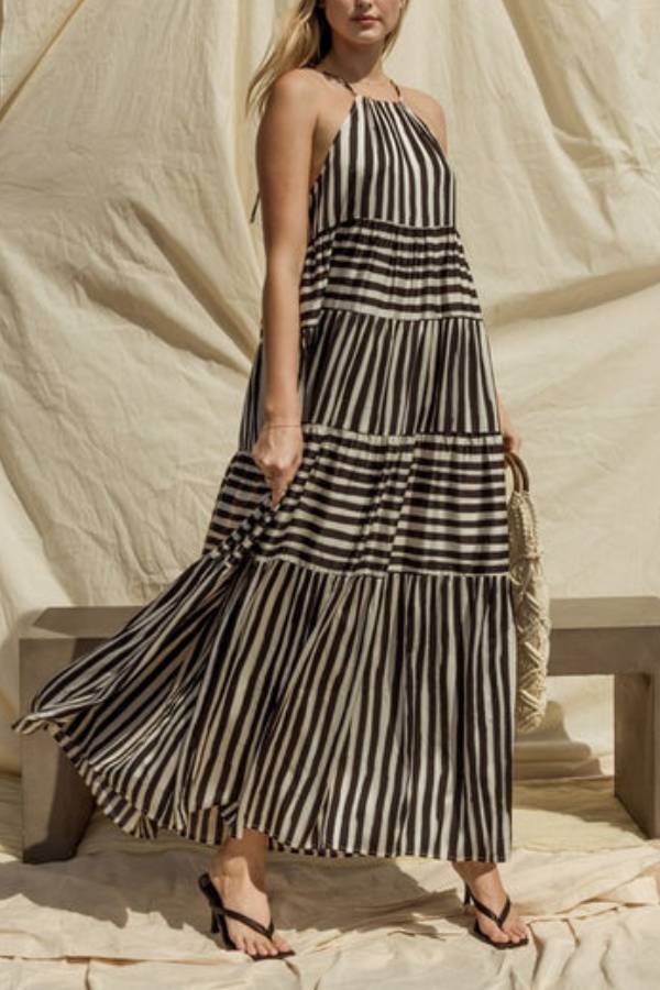 Ivyshape | Stripe Maxi Tiered Dress