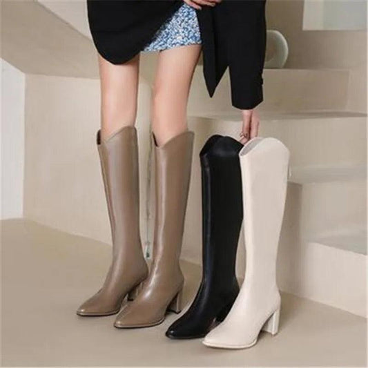 Ivyshape | Knee High Leather Boots