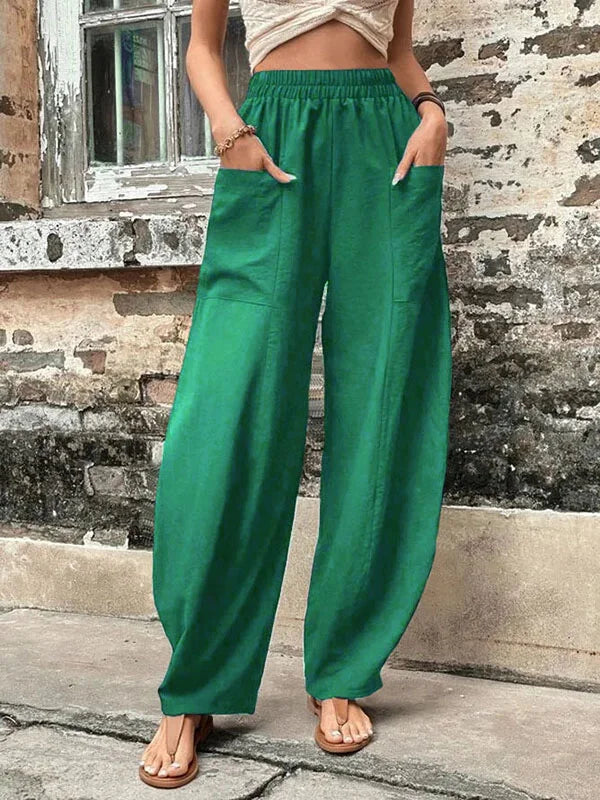 Ivyshape | Wide and Loose Pants with High Elastic Waistband