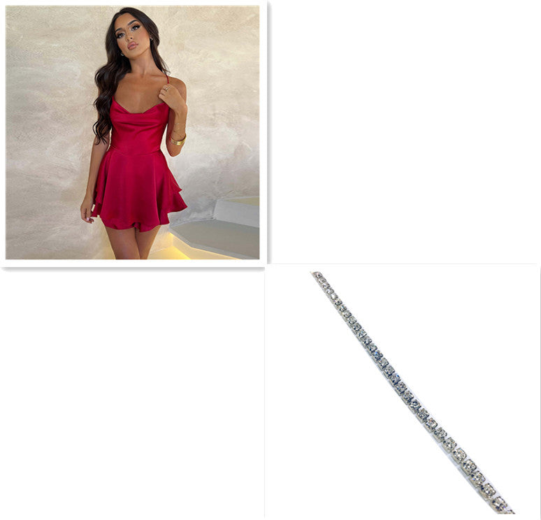 Ivyshape | Elegant Satin Backless A-Line Dress