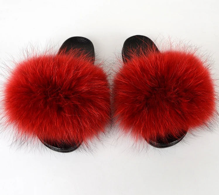 Fluffy Real Fur Slippers for Women