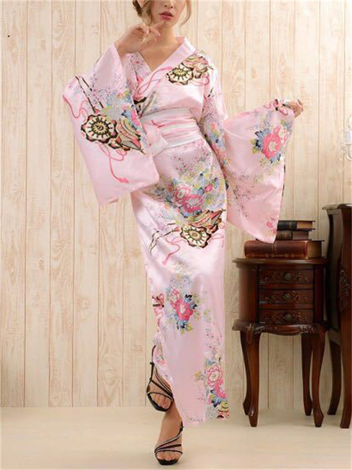 Vintage Cherry Blossom Wide Sleeve Kimono for Women