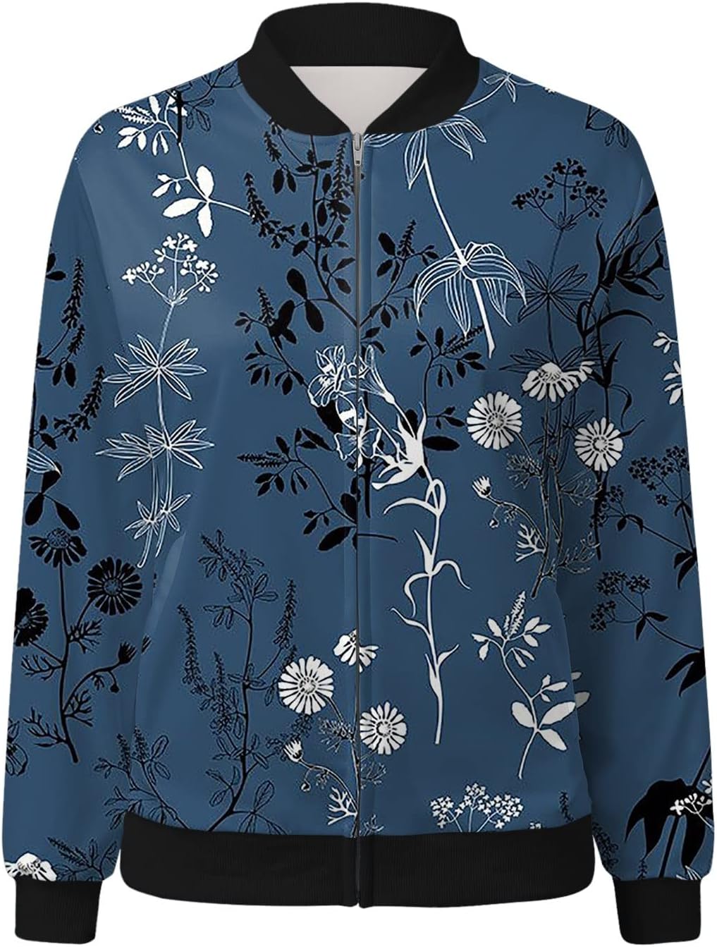 Ivyshape | Bomber jacket with floral pattern for women