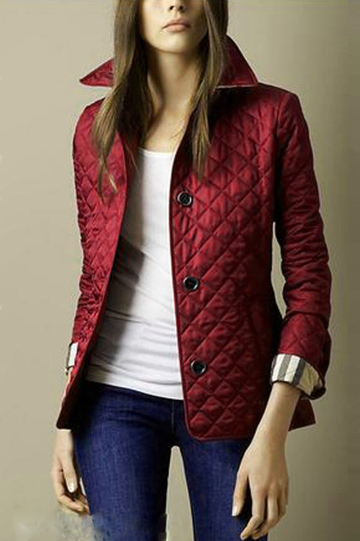 Ivyshape | Women's Diamond Pattern Jacket Collared