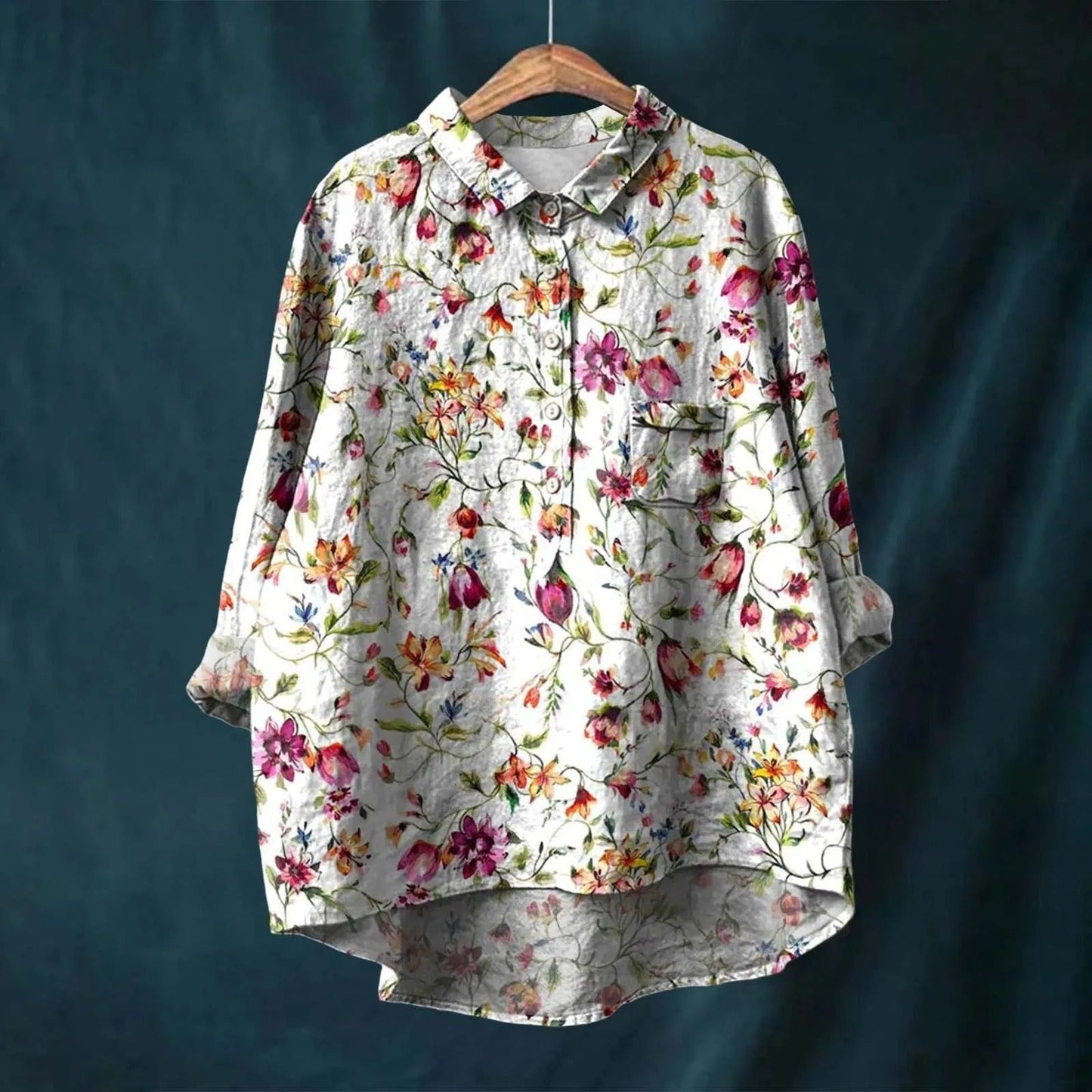 Vibrant Floral Print Blouse for Women (Large)