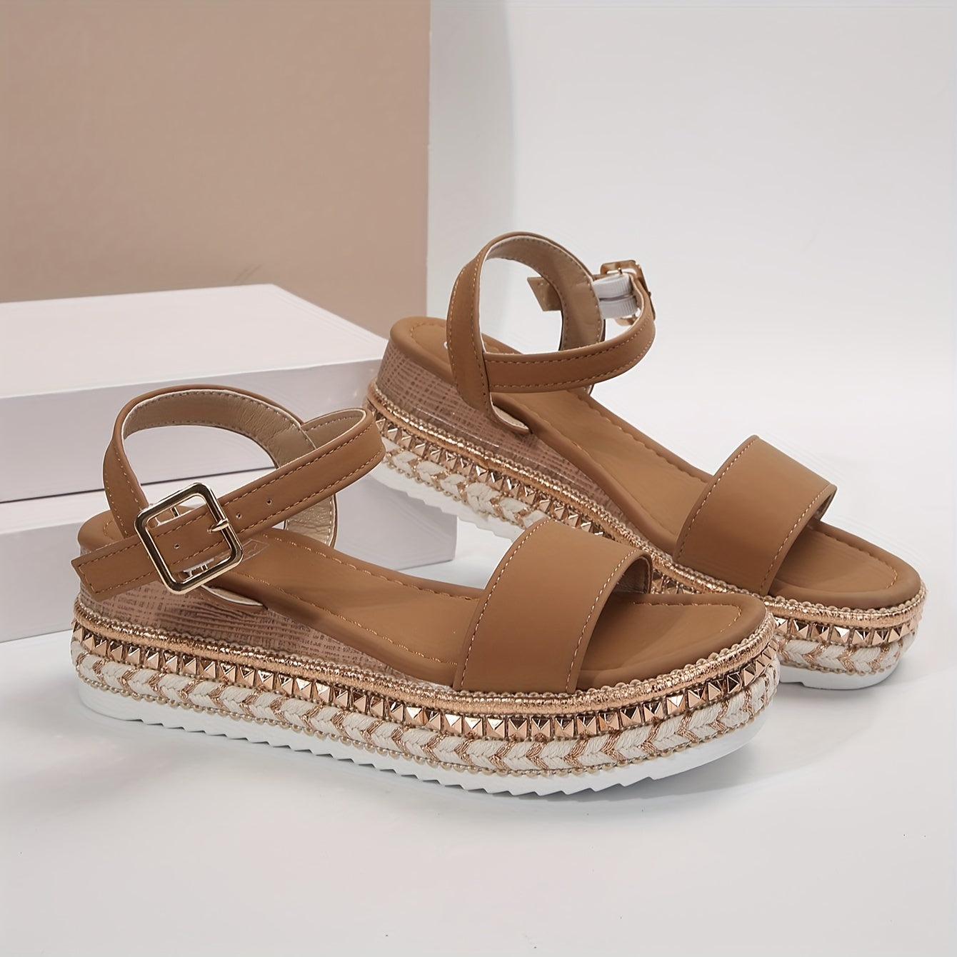 Ivyshape | Elegant Women's Buckled Comfort Platform Sandals