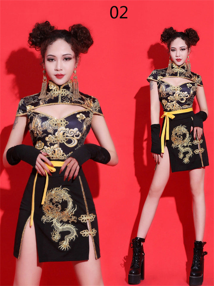 Female Chinese Style Dresses Group Performance Dance Stage Costumes