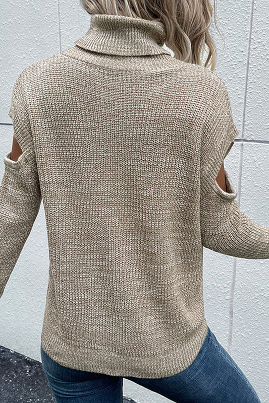 Ivyshape | Long Sleeve Solid Color Hollow Off Shoulder Sweater