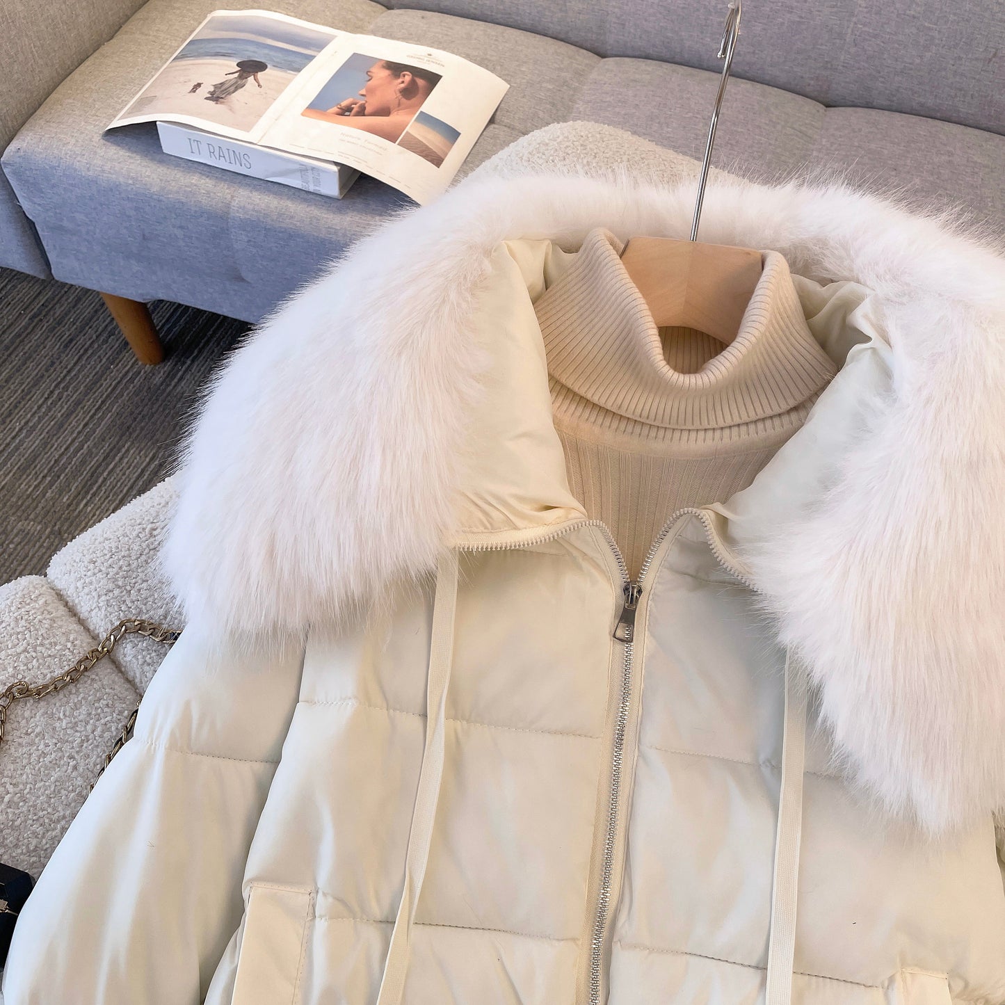 Ivyshape | Warm Parka Jacket with Fur