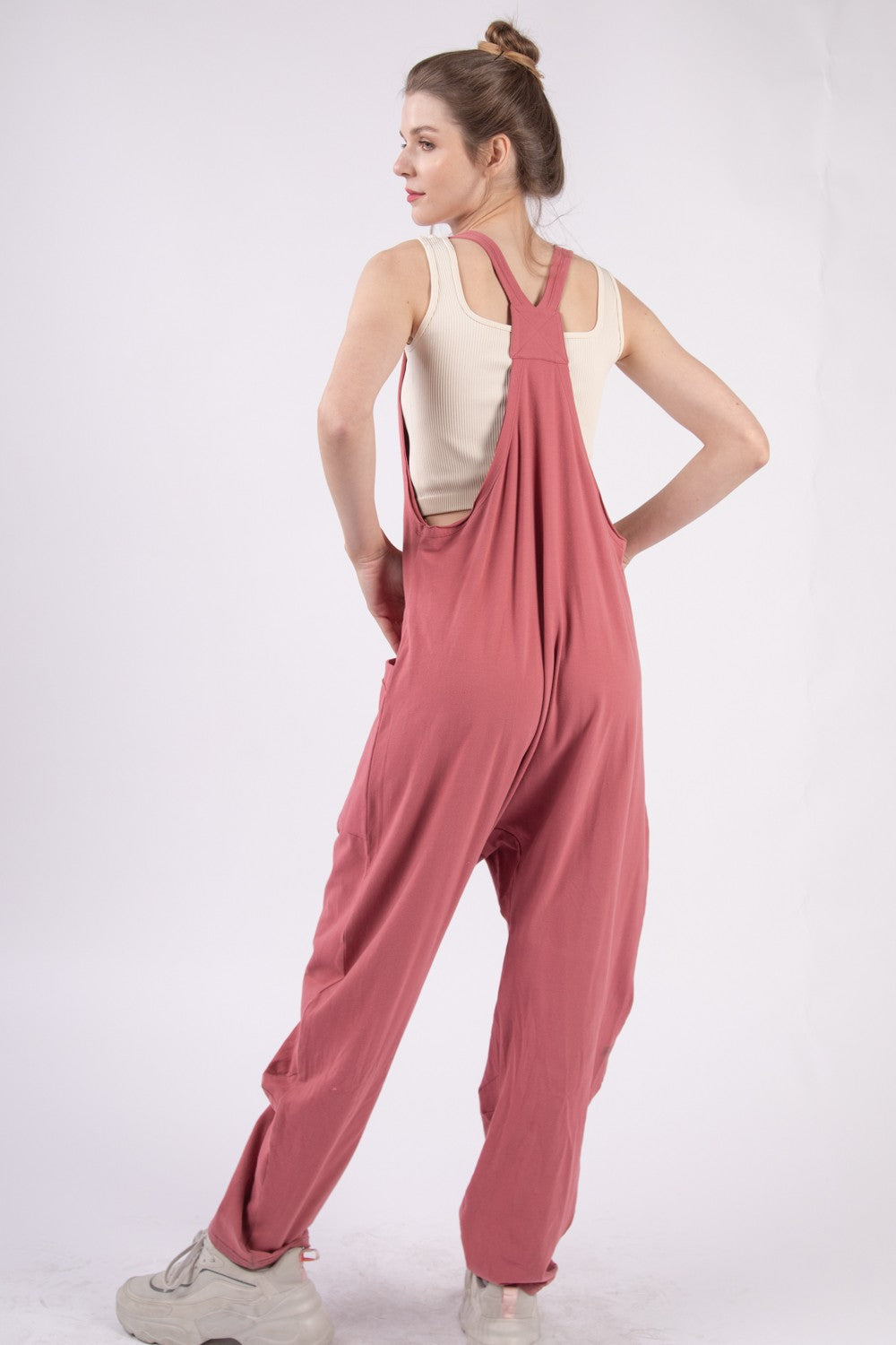 Ivyshape | Plunge Sleeveless Jumpsuit with Pockets