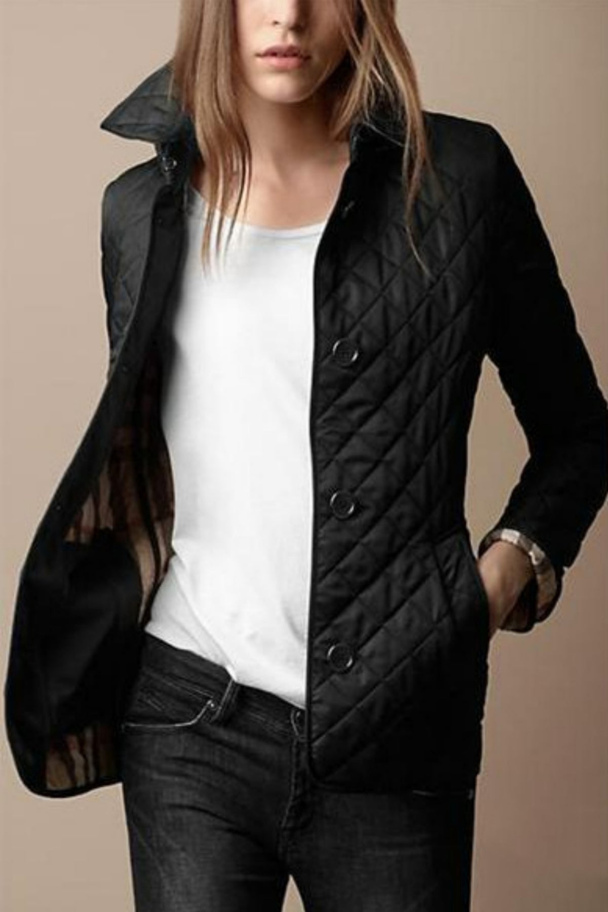 Ivyshape | Women's Diamond Pattern Jacket Collared