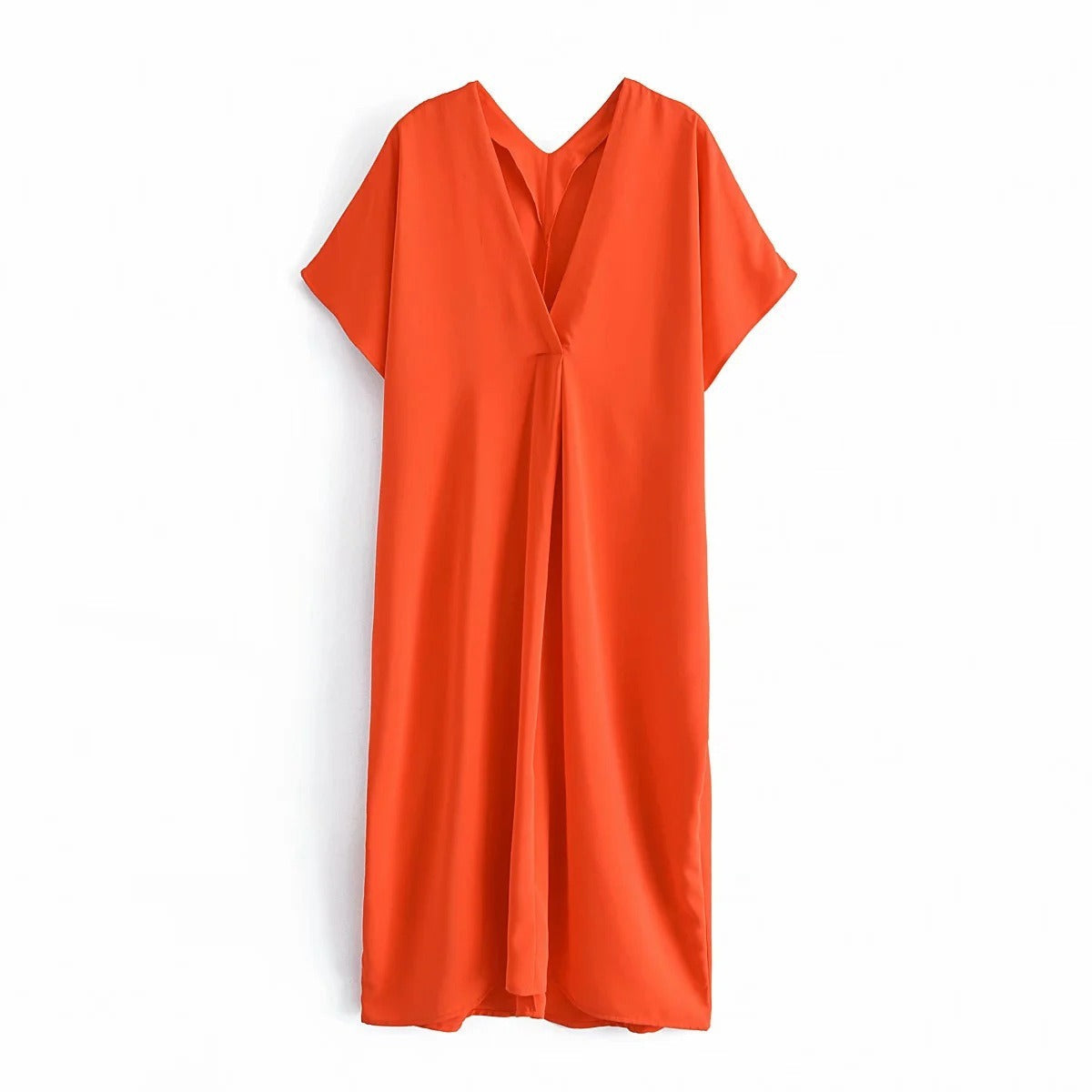 Summer Loose Midi Dress Orange | Ideal for Summer