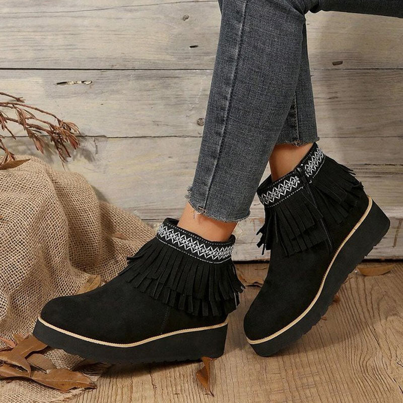 Ivyshape | Women's Tassel Ankle Boots Winter