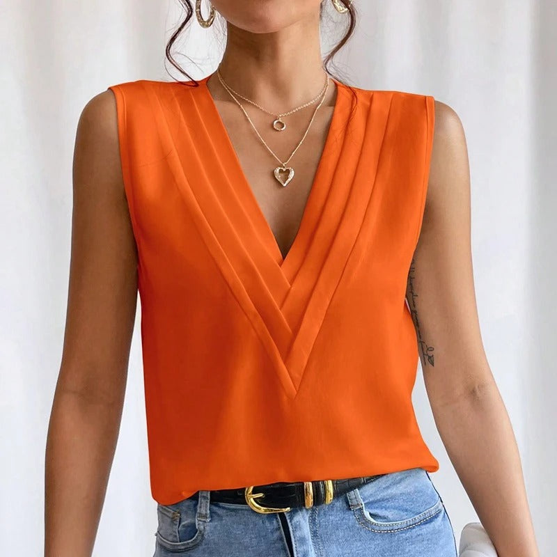 Elegant Sleeveless Loose-Fit Blouse for Women