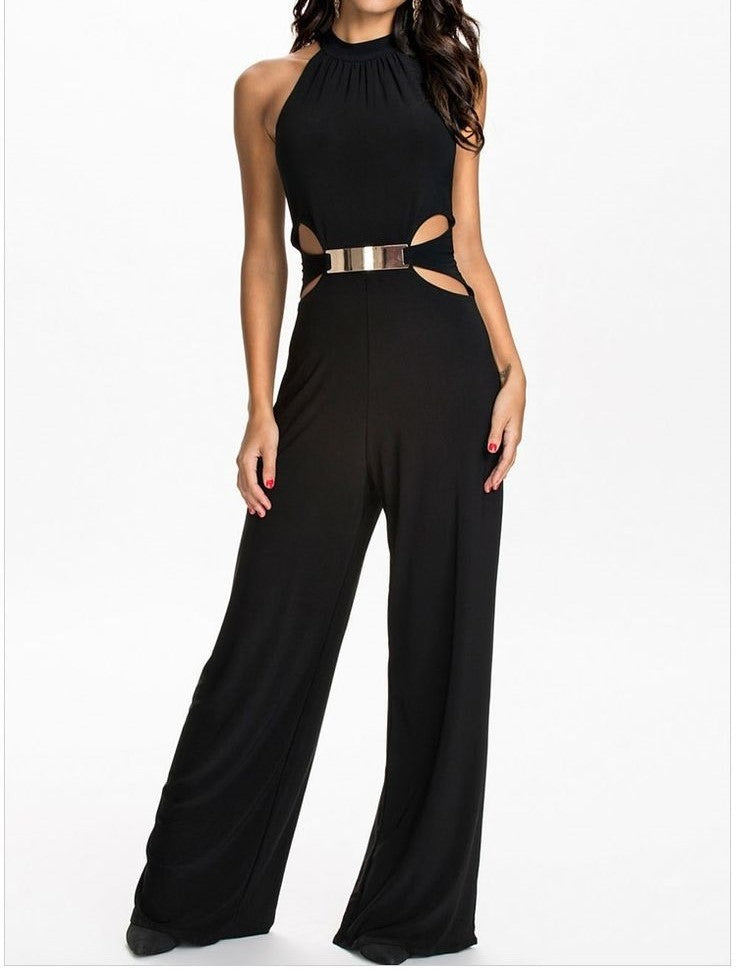 Ivyshape | Women's Elegant Halter Jumpsuit Backless