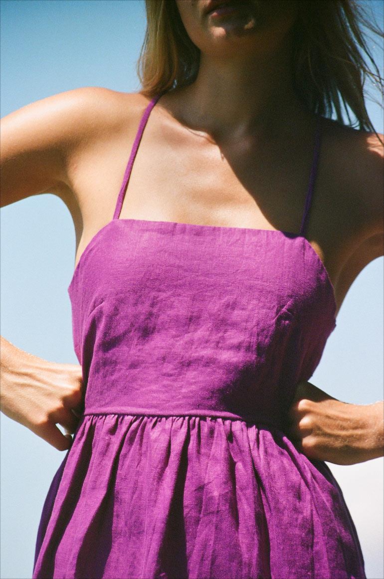 Purple Lace-up Dress