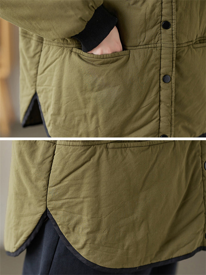 Solid Color All Match Hooded Short Cotton Coat