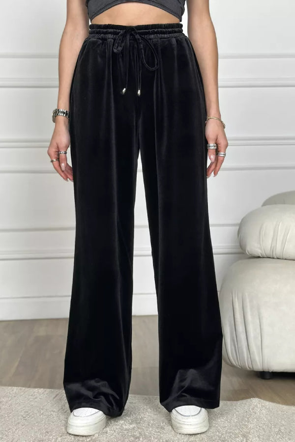 Ivyshape | Velvet Wide Legged Pants Straight Velvet Pants