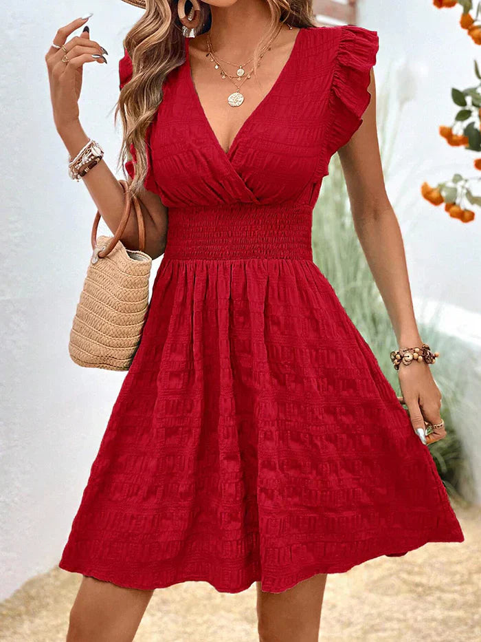 Dress - Elegant - Ruffled Sleeves - Ideal for Summer