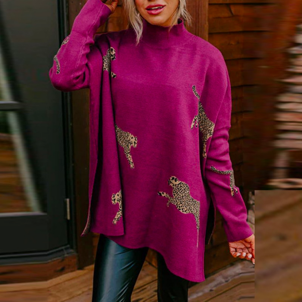 Ivyshape | Warm and Unique Leopard Sweater